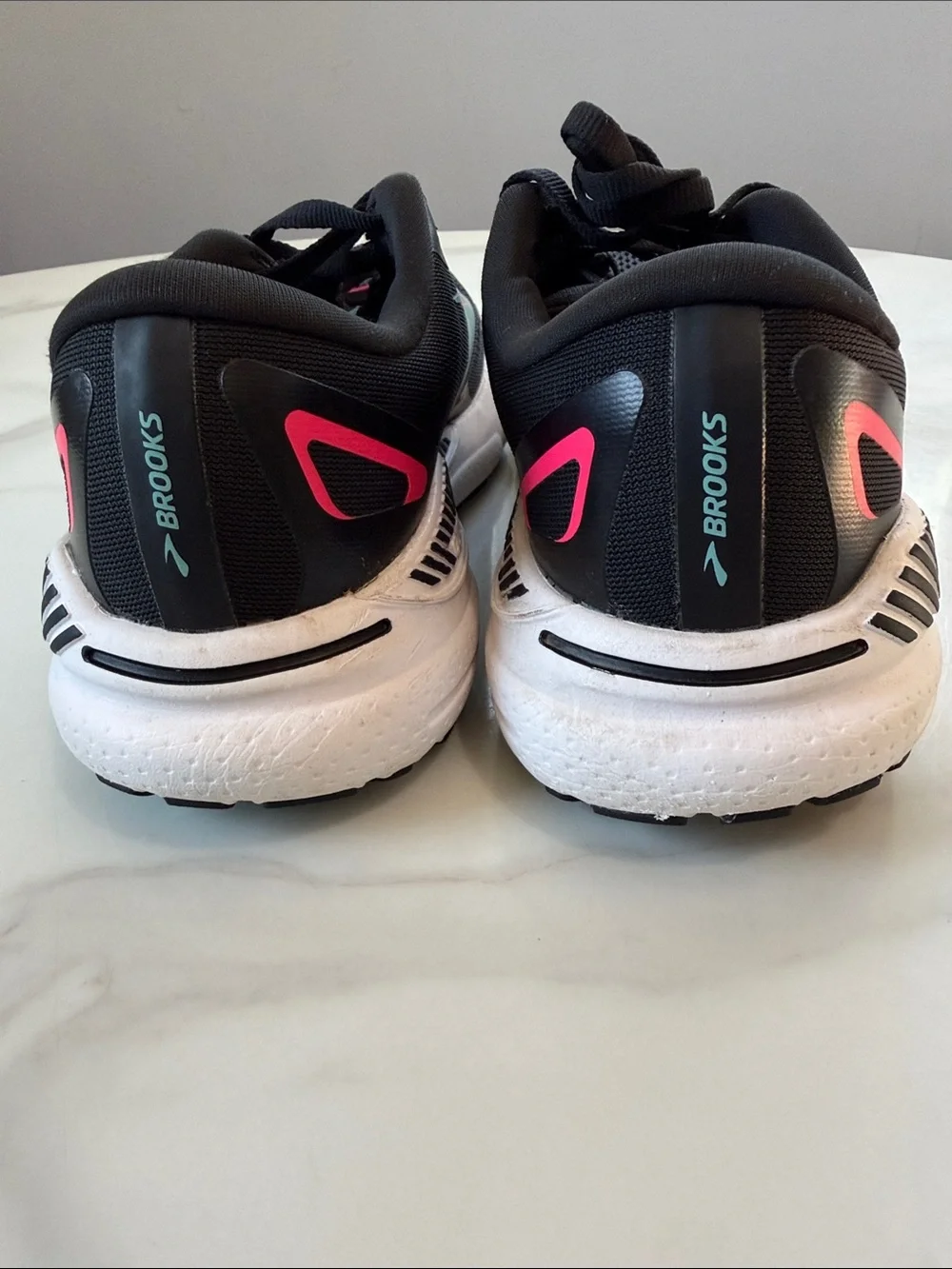 Brooks Women’s Black Running Shoes with Pink & Teal Accents